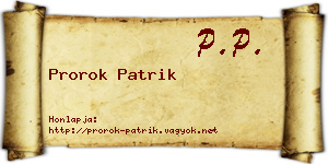 Prorok Patrik névjegykártya